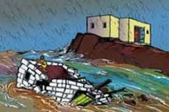les deux maisons construites l'une sur le roc, l’autre sur le sable